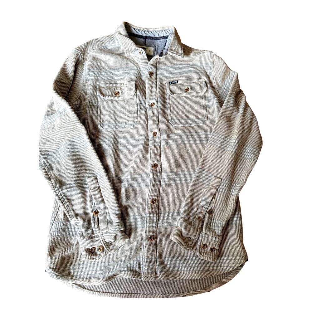 Jetty Mens Shirt Large Gray Stripe Button Down Long Sleeve Surf Skate Casual L